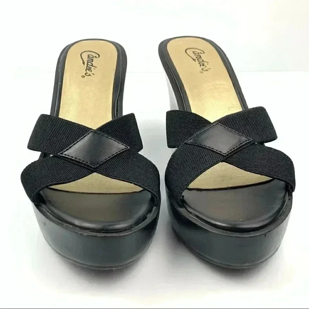 Candies womens sandals size 9.5 black chunky platforms 90s y2k vintage